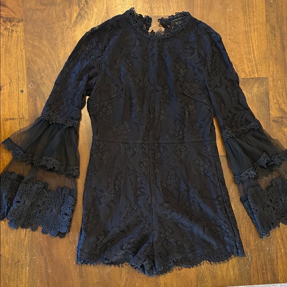Vici Black Lace Top with Intricate Detailing